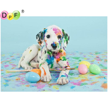 Dpf cor de desenho cachorro diamante bordado diy 5d artesanato pintura de diamante ponto cruz bordado decoração de casa presente mosaico quadrado 2024 - compre barato