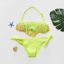 2019 Girl Swimsuit Two Pieces Children's Swimwear Tassel Children Swimsuit  Bikini Sets Bathing Suit Biquini Infantil CZ938 2024 - buy cheap