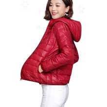 Thin Winter Jacket Women Short Cotton Winter Coat Women Korean Slim Plus Size Blue Red Zipper Hooded Quilted Jacket Female Jl4 2024 - buy cheap