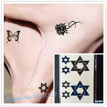 1PC Top Quality Non-Toxic Flesh Tattoo Stars Of David Temporary Tattoo Stickers For Women Cover Scar Waterproof Arm Neck Tattoos 2024 - buy cheap