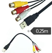 0,25 м USB A папа на 3 RCA Phono AV кабель Ведущий ПК ТВ Aux аудио видео кабель 2024 - купить недорого