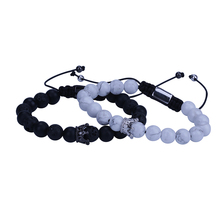 Pulseira para macrame, bracelete para homens com pedra de pinheiro branco, trança ajustável feita à mão, coroa com 10 peças 2024 - compre barato