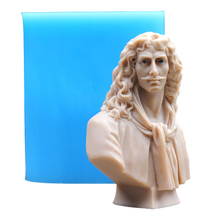 Силиконовая форма для мыла 3D скульптура Moliere ручная работа ремесло инструмент для изготовления смолы гипс Статуя Форма 2024 - купить недорого