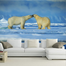 The custom 3D murals, 3D Two polar bears are playing papel de parede ,cafe wall living room sofa TV wall bedroom wall paper 2024 - buy cheap