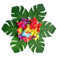 12pcs/24pcs/60pcs Tropical Palm Simulation Leaves Artificial Hawaiian Jungle Beach Home Luau Party Table  Wedding Decoration 2024 - buy cheap