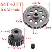 11184 Metal Diff Main Gear 64T & 11181 Motor Pinion 21T For RC 1/10 HSP BRONTOSAURUS 94111(Pro) Monster Truck Redcat Volcano EPX 2024 - buy cheap