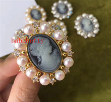 Hot Sale Austria  Zircon Inlay   queen  AAAA 6-7MM FW white Pearl  Brooch pendant Scarf Clips  Breastpin Brp037-1 2024 - buy cheap