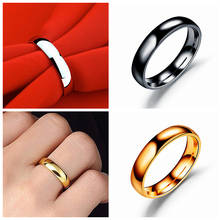 Классические обручальные кольца 4 мм из нержавеющей стали 316L, модные глянцевые кольца для пар, для мужчин и женщин, украшения 2024 - купить недорого