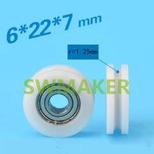 SWMAKER 6*22*7mm U typed slot  pulley nylon/pom  small deep groove pulley wheel  package plastic bearing pulley 2024 - buy cheap