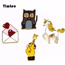 Timlee X240 Free shipping Cute Cartoon Unicorn Heart Envelope Cat  Giraffe  Hand Brooch Pins,Fashion Jewelry Wholesale 2024 - buy cheap