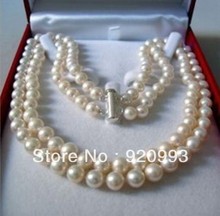 Collar de perlas de agua salada, 2 filas, 8-9 MM, 17-18" 2024 - compra barato