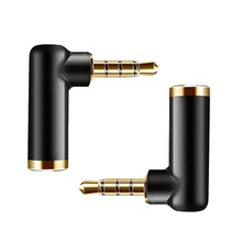 Conector de áudio estéreo 2 peças, 3.5mm macho para 3.5mm fêmea, conector banhado a ouro 4 polo em forma de l conector de adaptador 2024 - compre barato