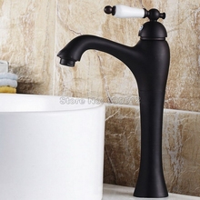 Classic Black Oil Rubbed Bronze Single Hole Deck Mounted Bathroom Basin Faucet / Ceramic Handle Kitchen Sink Mixer Taps Wnf551 2024 - buy cheap