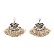 Wholesale Ethnic Jewelry Bohemia Dangle Drop Earrings Women Accessories Fan Shaped Cotton Handmade Tassels Fringed Earrings 2024 - buy cheap