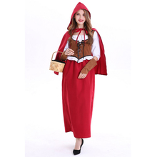 Roupa para festa de halloween, traje adulto feminino tamanho grande, contos de fadas retrô, chapeuzinho vermelho 2024 - compre barato