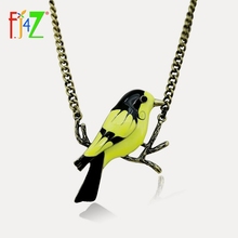 F.J4Z Brand Fashion Cute Enamel Bird Pendants & Necklaces Women Antique Bronze Alloy Short Collar Jewelry Gift Bijoux 2024 - buy cheap