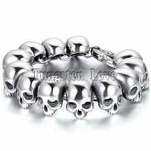 25cm Punk Large Gothic Skull Bracelet Biker Men Stainless Steel Bracelet 2020 New arrived pulseiras masculina Silver Color 2024 - buy cheap