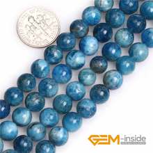 Круглые полудрагоценные шарики из натурального синего апатита, 8 мм, бисер для самостоятельного изготовления ювелирных изделий, опт 2024 - купить недорого
