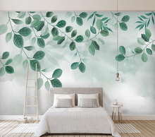 Decorative wallpaper Hand-painted watercolor green leaf background wall 2024 - buy cheap