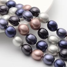 Hebras de cuentas de perlas de concha ovalada de 2 hebras, teñidas de colores para fabricación de joyería DIY, 15x13x12mm, agujero: 1mm, alrededor de 27 Uds./hebra, 15,7" 2024 - compra barato