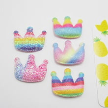 25pcs/lot 4x3.2cm Rainbow Padded Crown Appliques  DIY Handmade Children Hair Accessories For Clothes Sewing Supplies DIY Craft 2024 - buy cheap
