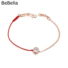 BeBella-pulsera fina de cuerda de rosca roja para mujer, cadena y cristales chapados en oro rosa, regalo de moda 2024 - compra barato