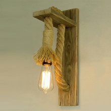 BEIAIDI Creative Vintage Wood Hemp Rope LED Wall Lamp American Retro Wall Light Sconce Restaurant bedside Bar Cafe Home Lighting 2024 - buy cheap