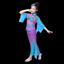 Classic Chinese Yangko Dance Costumes Women Girls Traditional Fan Umbrella Dance Dress Folk DanceWear National Suit for Stage 2024 - buy cheap