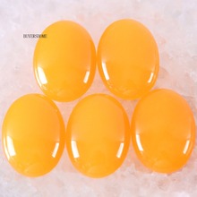 18x25mm contas de pedra natural oval amarelo jad cab cabochão para fazer joias colar pulseira diy 5 peças k553 2024 - compre barato