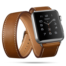 Genuine Leather Band for apple watch 44mm 42mm 40mm 38mm Double Tour Bracelet Strap Watchband iwatch Series 5 4 3 2 Replacement 2024 - buy cheap