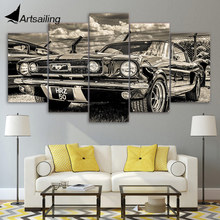 5 paneles de lienzo de impresión para pared 1965 ford mustang pintura decoración de la habitación de los niños póster de impresión imagen lienzo envío gratis/ny-3002 2024 - compra barato