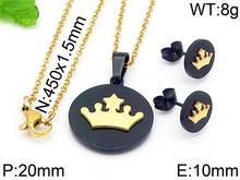 Cute Crown Pendant Necklace and Crown Earrings Ethnic Crown Jewelry Sets High Quality Stainless Steel Black Jewelry 2024 - buy cheap
