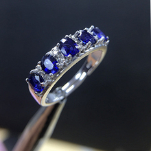 Женское кольцо с синим сапфиром 1 карат, из серебра 925 пробы, с натуральным драгоценным камнем 2024 - купить недорого