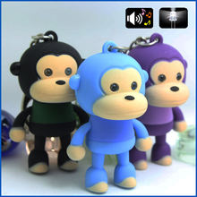 cute monkey sound light keychains flashlight sound ring cartoon toys animation keychains child gift free dhl wholesales 2024 - buy cheap