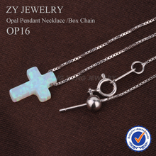 Fashion 925 Silver Box Chain Opal Necklace Synthetic OP16 White Cross Opal Necklace 9x12mm Opal Cross Pendant Necklace Jewelry 2024 - buy cheap