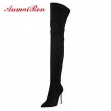 AnmaiRon  Basic  Pointed Toe  Thin Heels  Over-the-Knee  Winter Boots for Girls  Botas Mujer  Women Shoes Size 34-43 ZYL1424 2024 - compra barato