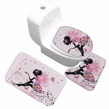 CAMMITEVER 3PCS Bathroom Rugs Colorful Butterfly Girl 3D Print Non-slip Washroom Carpet WC Toilet Soft Mats Home Decoration 2024 - buy cheap