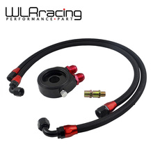 WLR RACING - OIL FILTER SANDWICH ADAPTER BLACK + SS  STAINLESS STEEL BRAIDED AN10 HOSE 2024 - buy cheap