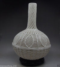Изысканная винтажная ручная работа китайский фарфор Dehua фарфоровая ажурная ваза 2024 - купить недорого