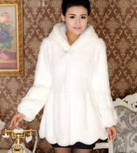 New Fashion 2017 Winter Female Plus size Thick Faux Rabbit Fur Long Full sleeve Hooded Mink Women's Coat 2024 - buy cheap
