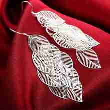 Free Shipping!!Wholesale silver plated Earring,925 jewelry silver,Gloss Leaves Earrings for women SE214 2024 - buy cheap
