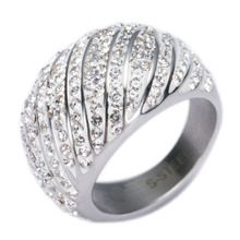 Женское кольцо из нержавеющей стали, свадебное украшение с водяными волнами и кубическим цирконием 2024 - купить недорого