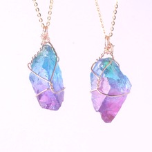 Druzy-collar con colgante transparente para mujer, de cristal de piedra Natural Irregular, arcoíris, joyería, 1 ud. 2024 - compra barato