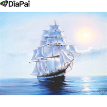 DIAPAI 5D DIY Diamond Painting 100% Full Square/Round Drill "Boat sunset scenery"Diamond Embroidery Cross Stitch 3D Decor A23023 2024 - buy cheap