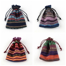 pandahall 5pcs 14x10cm Cloth National Style Retro Drawstring Pouches Burlap Bag Jewelry Packaging Wedding Candy Gift Bags 2024 - buy cheap