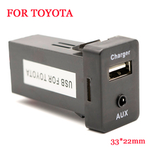 Interface de celular usb 12v, carregador de telefone usb modificado de alta qualidade, entrada de áudio aux, adaptador de telefone usb para toyota corolla camry reiz rav4 2024 - compre barato