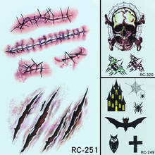 1 шт. 3D Водонепроницаемая Временная наклейка на Хэллоуин забавная креативная ужасная рана кровяная травма поддельные шрам наклейка на вечерние 2024 - купить недорого