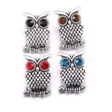 10pcs/lot Mix Owl 18MM Snap Button Jewelry Rhinestone Fit Snap Bracelet Bangle Earrings Necklaces DIY Snap Jewelry 2024 - buy cheap