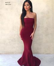 Simple Burgundy Evening Dresses Strapless Mermaid Style Long Formal Evening Party Dresses 2020 Cheap Trumpet vestido de noite 2024 - buy cheap