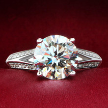 Teste positivo 3ct corte redondo 9.0mm d anel de platina 950 anel ouro branco jóias femininas 2024 - compre barato